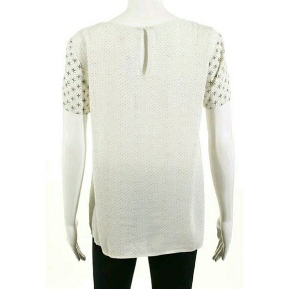 SOFT Joie polka dot cream blouse short sleeve semi sheer top shirt Size Small - Picture 2 of 6